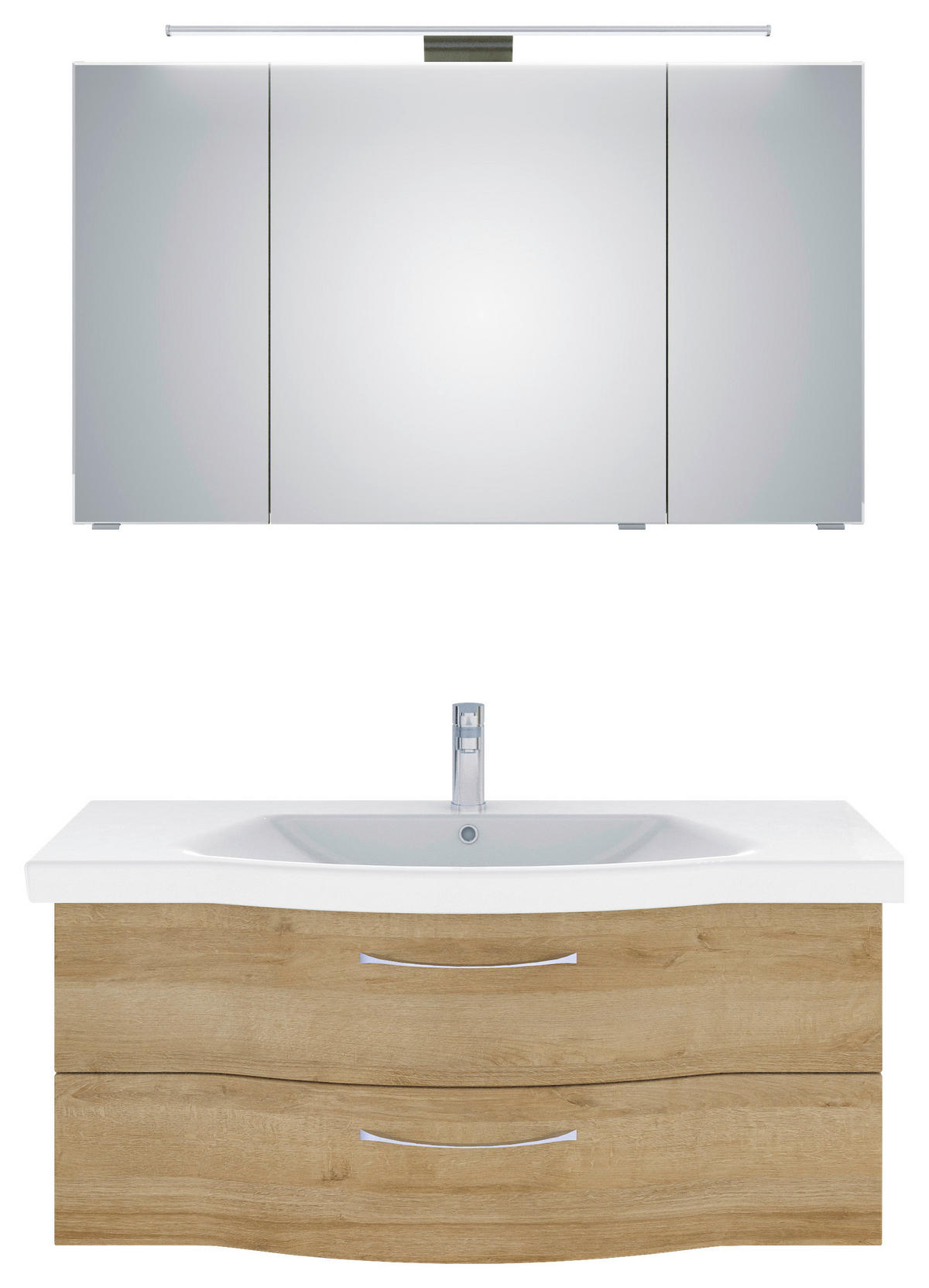 BADEZIMMER 3-teilig  in 122 cm  - Chromfarben/Eichefarben, KONVENTIONELL, Glas/Keramik (122cm) - Pelipal