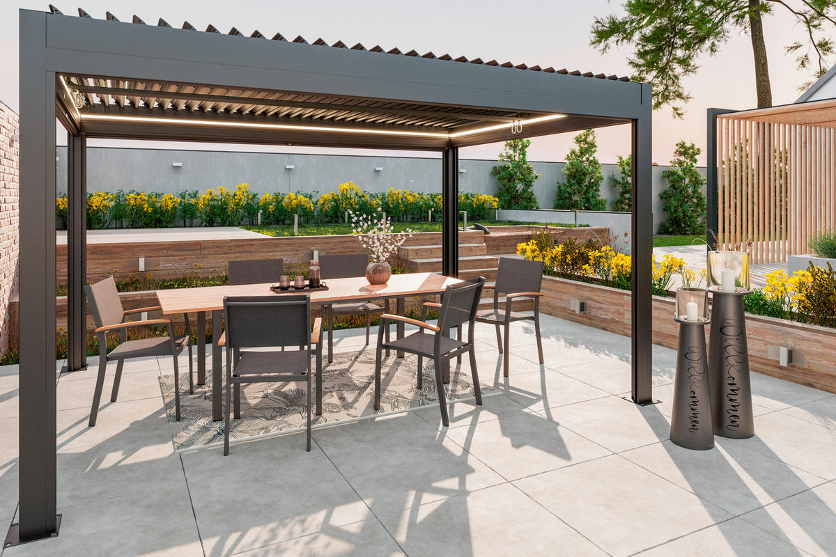 PAVILLON 396/231/299 cm   - Anthrazit, Design, Metall (396/231/299cm) - Amatio