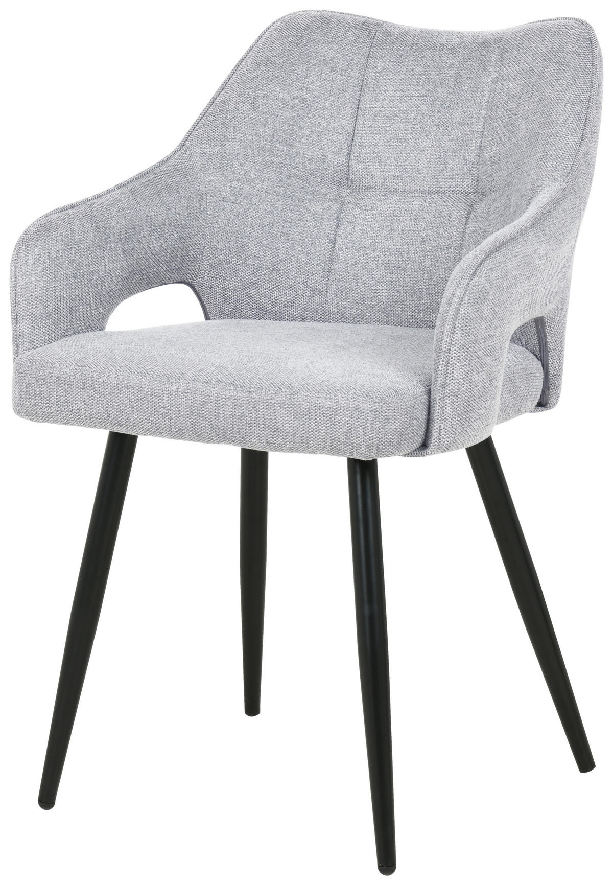 ŽIDLE S PODRUČKAMI, železo, tkaná látka, světle šedá - černá/světle šedá, Moderní, kov/dřevo (60,5/81,5/55,5cm) - MID.YOU