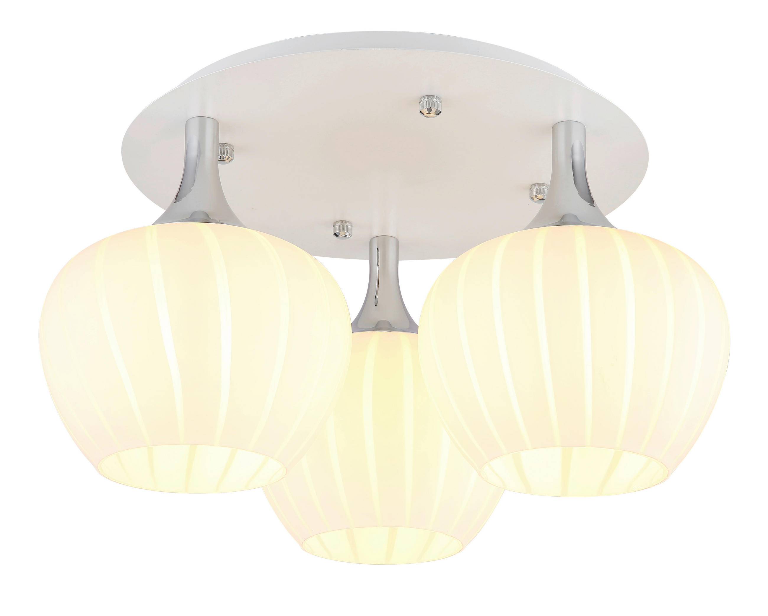 DECKENLEUCHTE  45/25,5 cm    - Chromfarben/Opal, Konventionell, Glas/Metall (45/25,5cm) - Globo