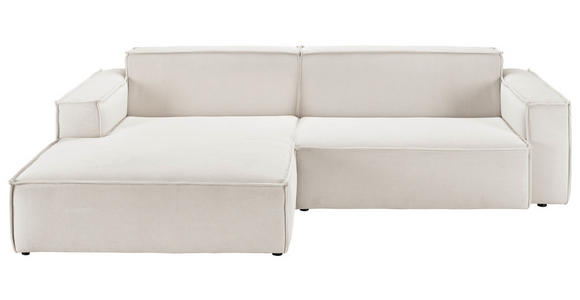 ECKSOFA in Feincord Weiß  168/276 cm  - Schwarz/Weiß, KONVENTIONELL, Kunststoff/Textil (168/276cm) - Hom`in