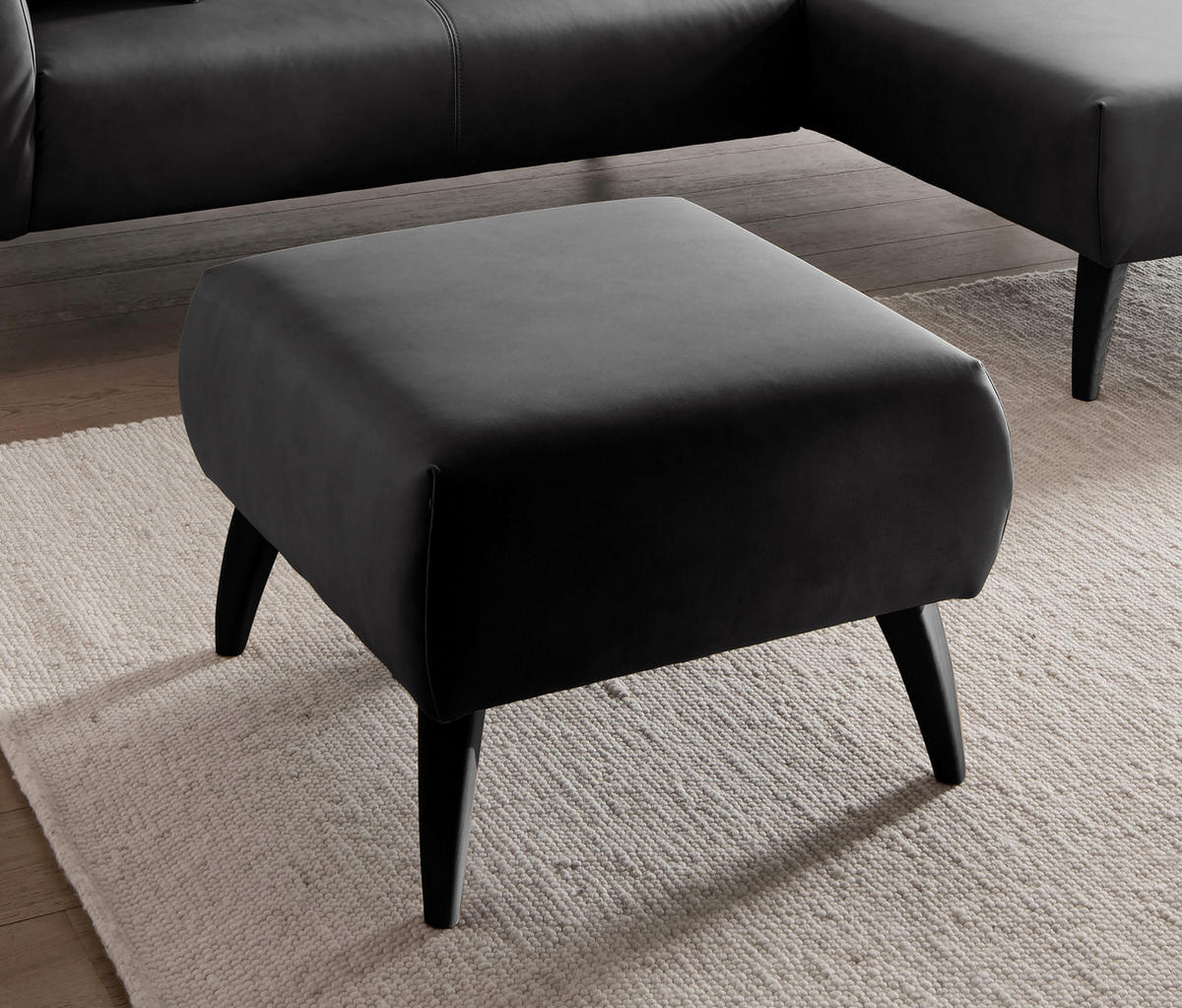 HOCKERTextil Schwarz  - Schwarz, Modern, Holz/Textil (66/44/66cm) - Livetastic