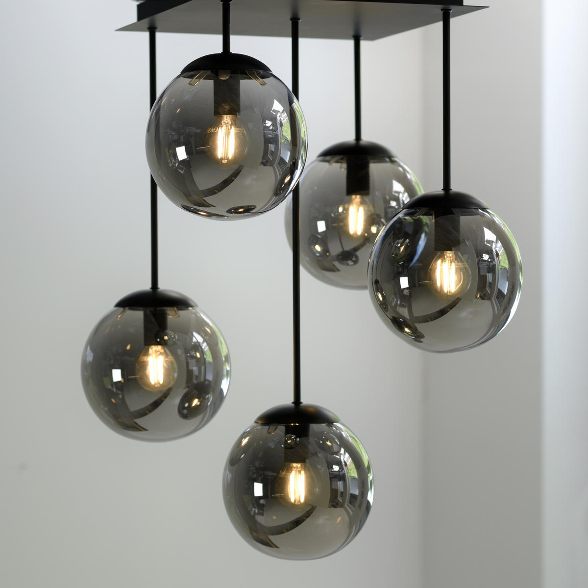 DECKENLEUCHTE 39/39/58,5 cm   - Schwarz, Basics, Glas/Kunststoff (39/39/58,5cm)