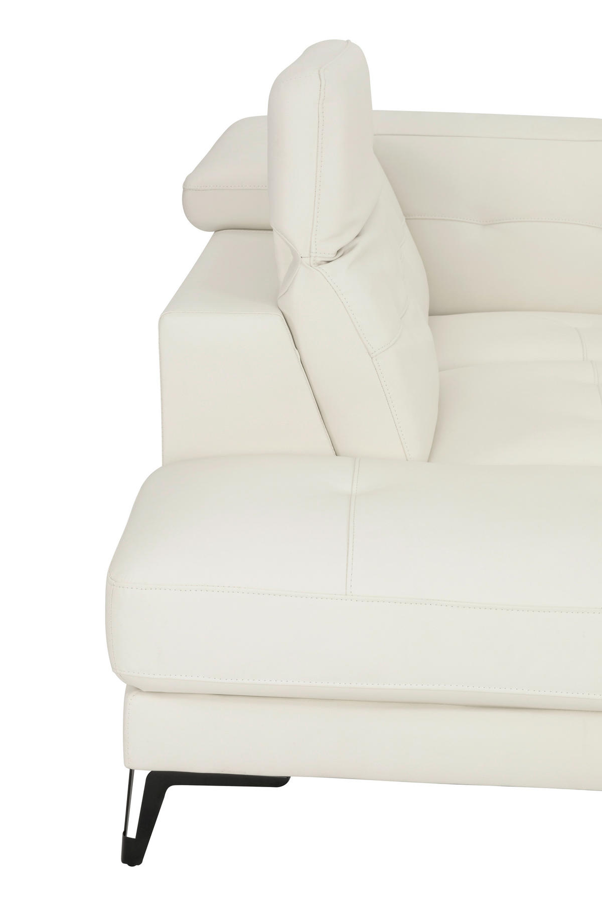 ECKSOFA Weiß Echtleder  - Schwarz/Weiß, MODERN, Leder/Metall (224/287cm) - MID.YOU