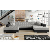 WOHNLANDSCHAFT  Webstoff Grau, Schwarz  - Chromfarben/Schwarz, Design, Kunststoff/Textil (165/359/165cm) - P & B