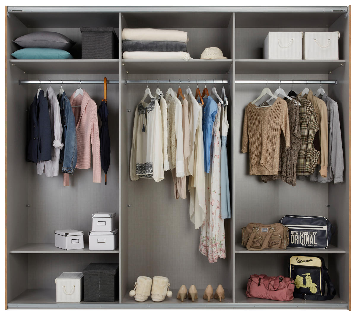 OMARA Z DRSNIMI VRATI, barve hrasta  - barve hrasta/barve aluminija, Konvencionalno, kovina/leseni material (270/208/65cm) - Hom`in