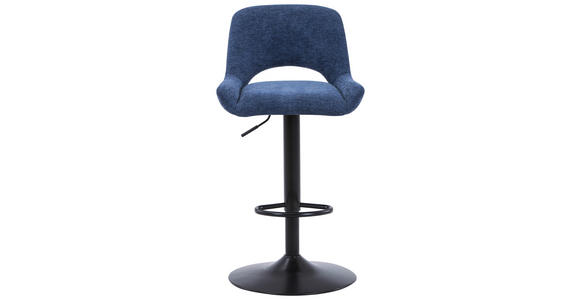 BARHOCKER Webstoff Blau, Schwarz Eisen - Blau/Schwarz, Design, Textil/Metall (49/86.5-108.5/53cm) - Novel