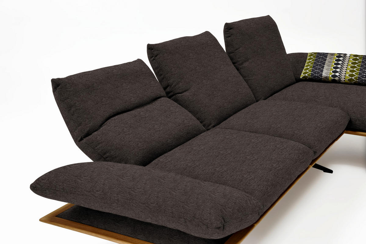 ECKSOFA in Flachgewebe Dunkelbraun  - Dunkelbraun/Schwarz, Design, Holz/Textil (314/159cm) - Dieter Knoll