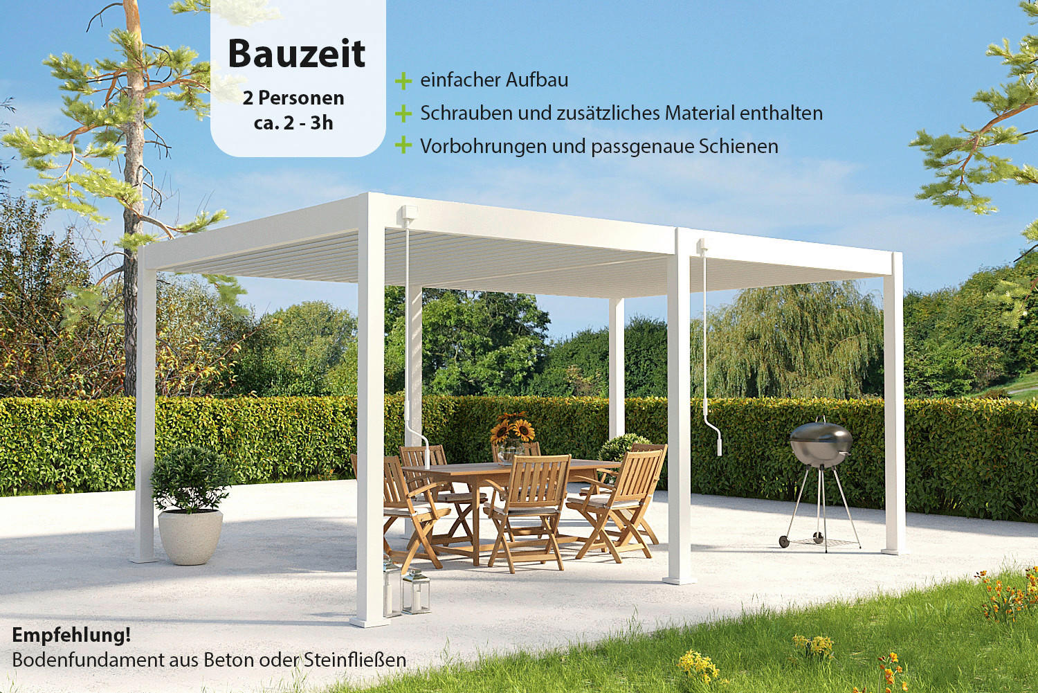 PERGOLA 530/255/360 cm Aluminium  - Weiß, Basics, Metall (530/255/360cm) - Gardenson