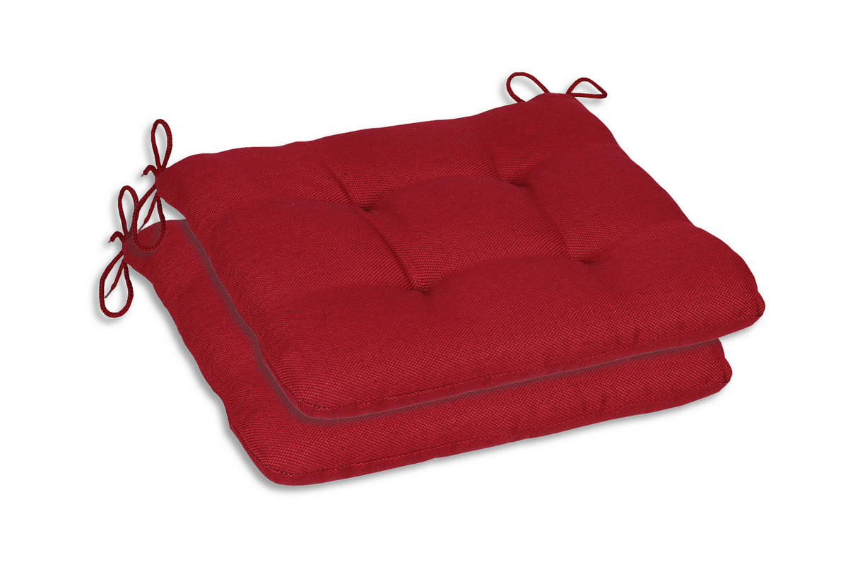GARTENSITZKISSEN 2er-Set Uni  - Kirschrot, Basics, Textil (38/5/38cm)