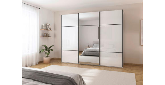 SCHWEBETÜRENSCHRANK 301/223/68 cm 3-türig Weiß - Schwarz/Weiß, KONVENTIONELL, Glas/Holzwerkstoff (301/223/68cm) - Novel