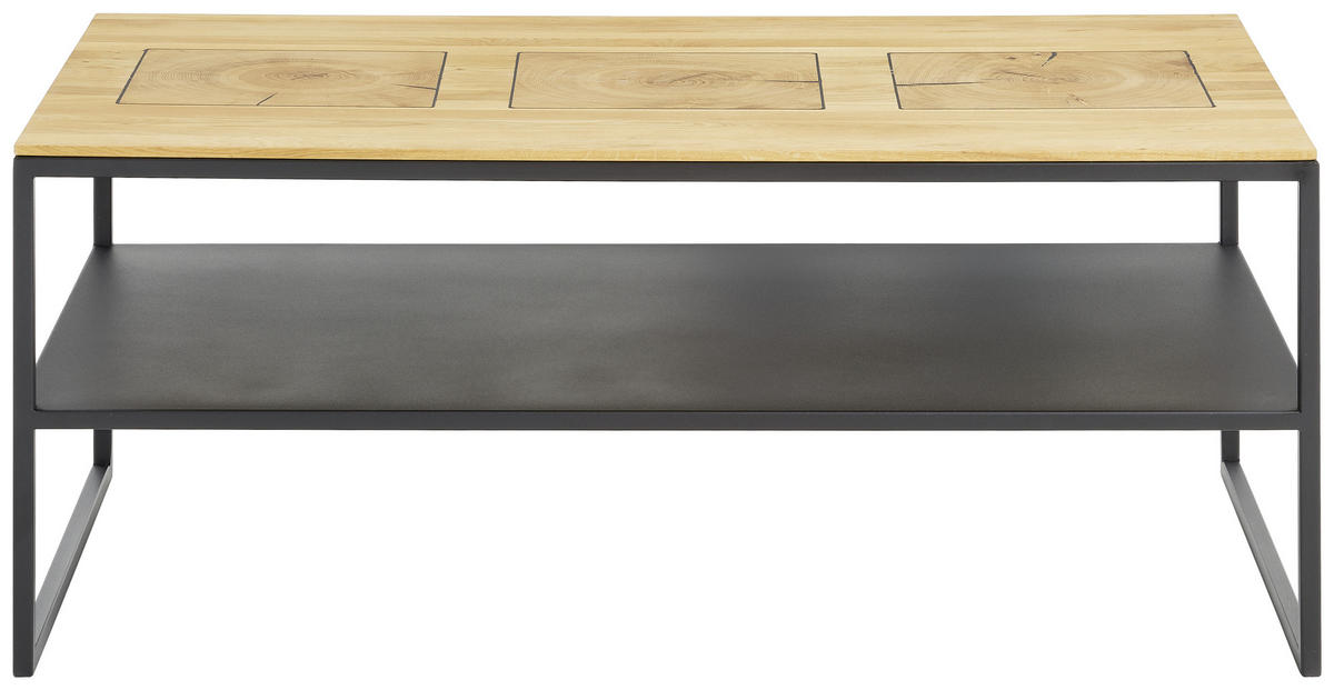 COUCHTISCH Wildeiche massiv, vollmassiv, Hartholz 100/60/41 cm rechteckig Wildeiche  - Wildeiche/Schwarz, Design, Holz/Metall (100/60/41cm) - Johann Jakob