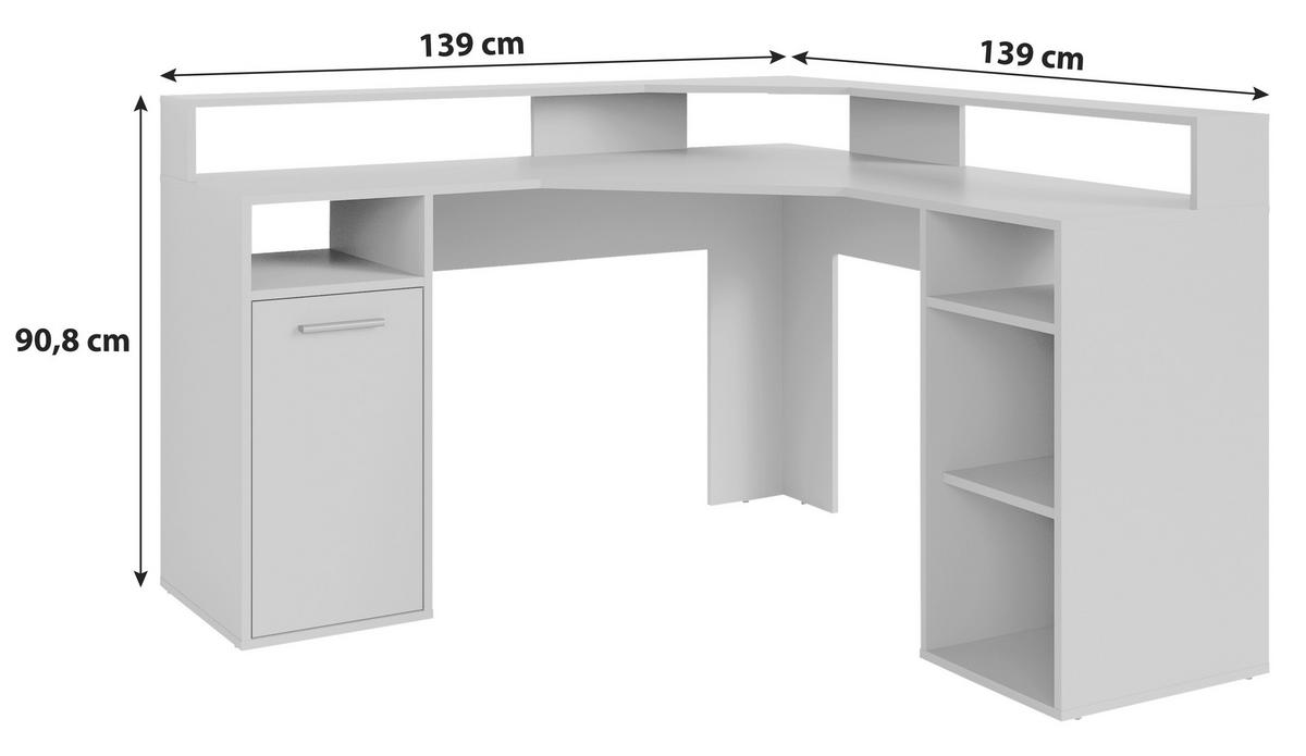 ECKSCHREIBTISCH 139/139/90,8 cm  in Anthrazit  - Anthrazit/Schwarz, MODERN, Holzwerkstoff/Kunststoff (139/139/90,8cm) - MID.YOU