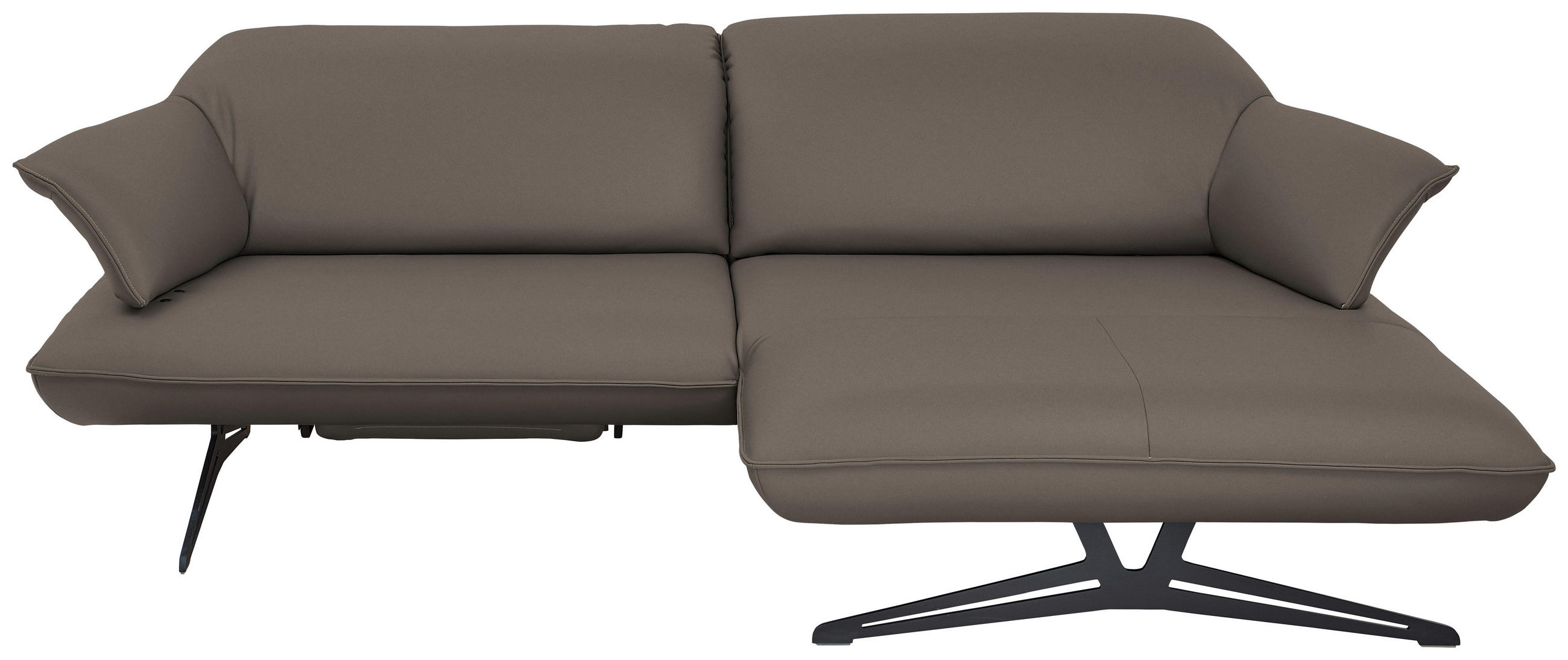 ECKSOFA in Echtleder Graubraun  - Graubraun/Beige, Design, Leder/Metall (252/169cm) - Koinor