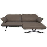 ECKSOFA in Echtleder Graubraun  - Graubraun/Beige, Design, Leder/Metall (252/169cm) - Koinor