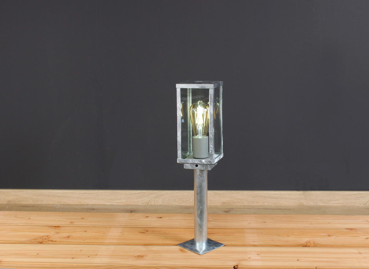 POLLERLEUCHTE Karo   - Klar/Zinkfarben, Design, Glas/Metall (50/11/11cm)