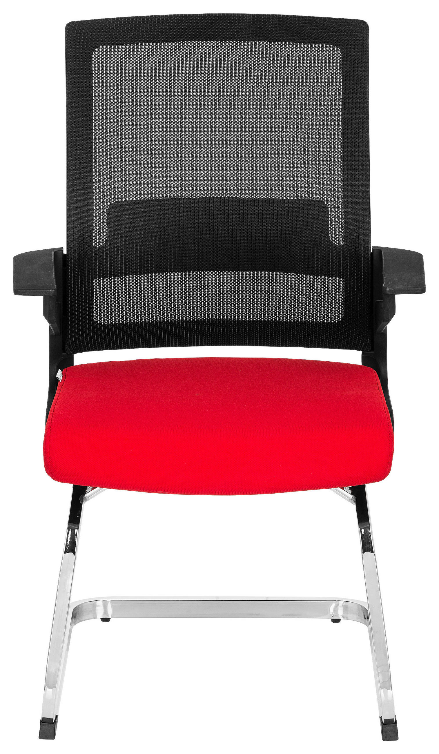 BESUCHERSTUHL  in Flachgewebe, Netzbespannung Rot, Schwarz  - Chromfarben/Rot, MODERN, Kunststoff/Textil (59/95/54cm) - MID.YOU