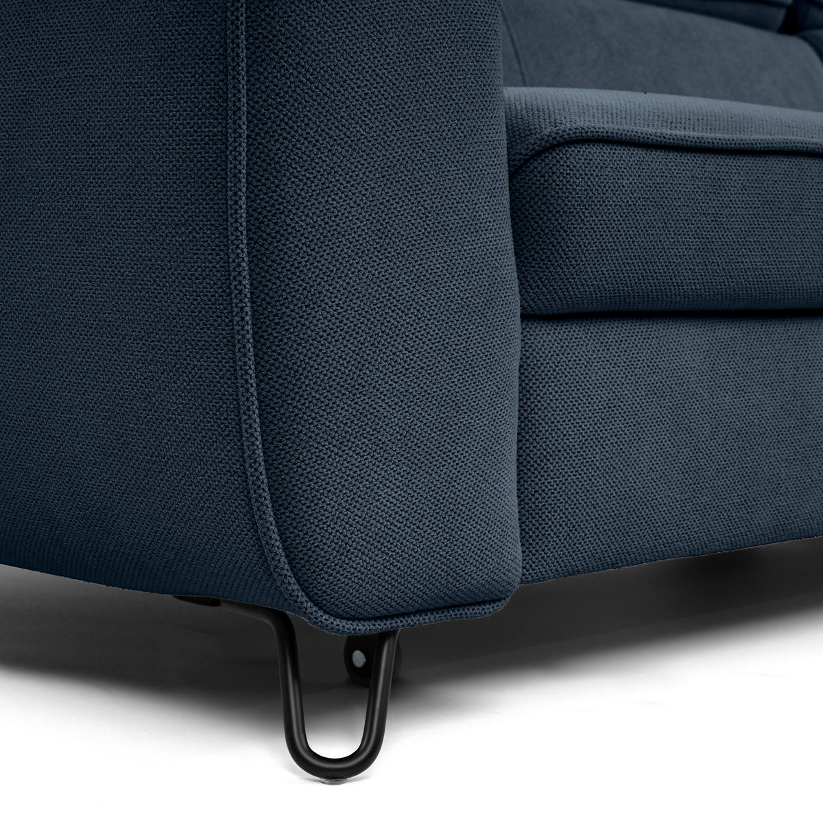 ECKSOFA inkl. Funktion Dunkelblau Flachgewebe  - Schwarz/Dunkelblau, Design, Textil/Metall (250/200cm) - Stylife