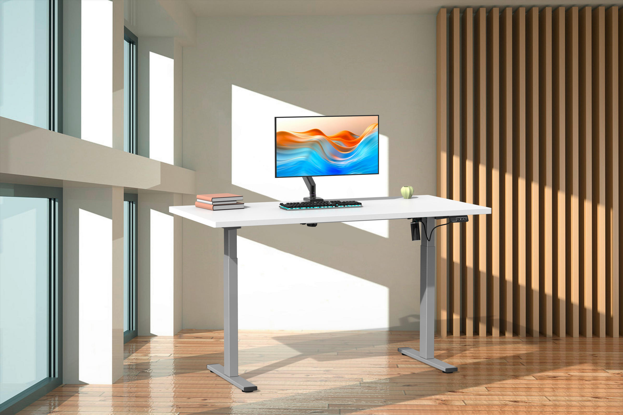SCHREIBTISCH in Silberfarben, Weiss - Weiss/Silberfarben, Design, Holzwerkstoff/Metall (140/71/80cm) - MID.YOU