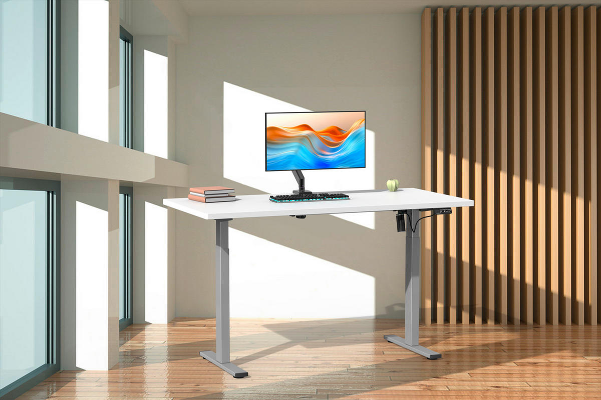 SCHREIBTISCH  in Silberfarben, Weiss  - Weiss/Silberfarben, Design, Holzwerkstoff/Metall (140/71/80cm) - MID.YOU