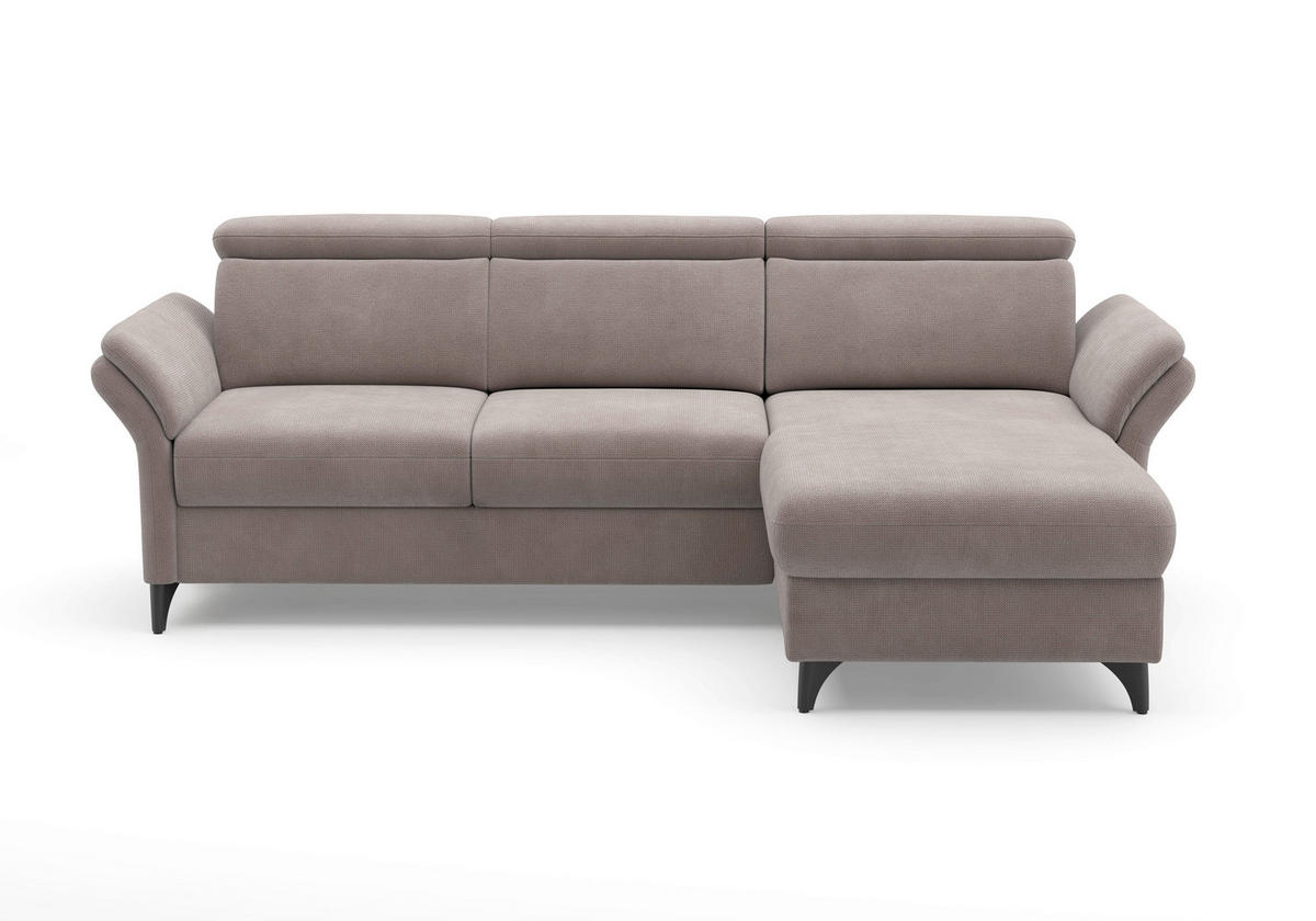 ECKSOFA GLENDALE E Taupe Flachgewebe  - Taupe/Schwarz, KONVENTIONELL, Textil/Metall (253/166cm) - Sit & More