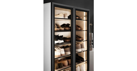 SCHUHSCHRANK  in 80/200/34 cm  - Kaschmir/Schwarz, Design, Glas/Holzwerkstoff (80/200/34cm) - Voleo