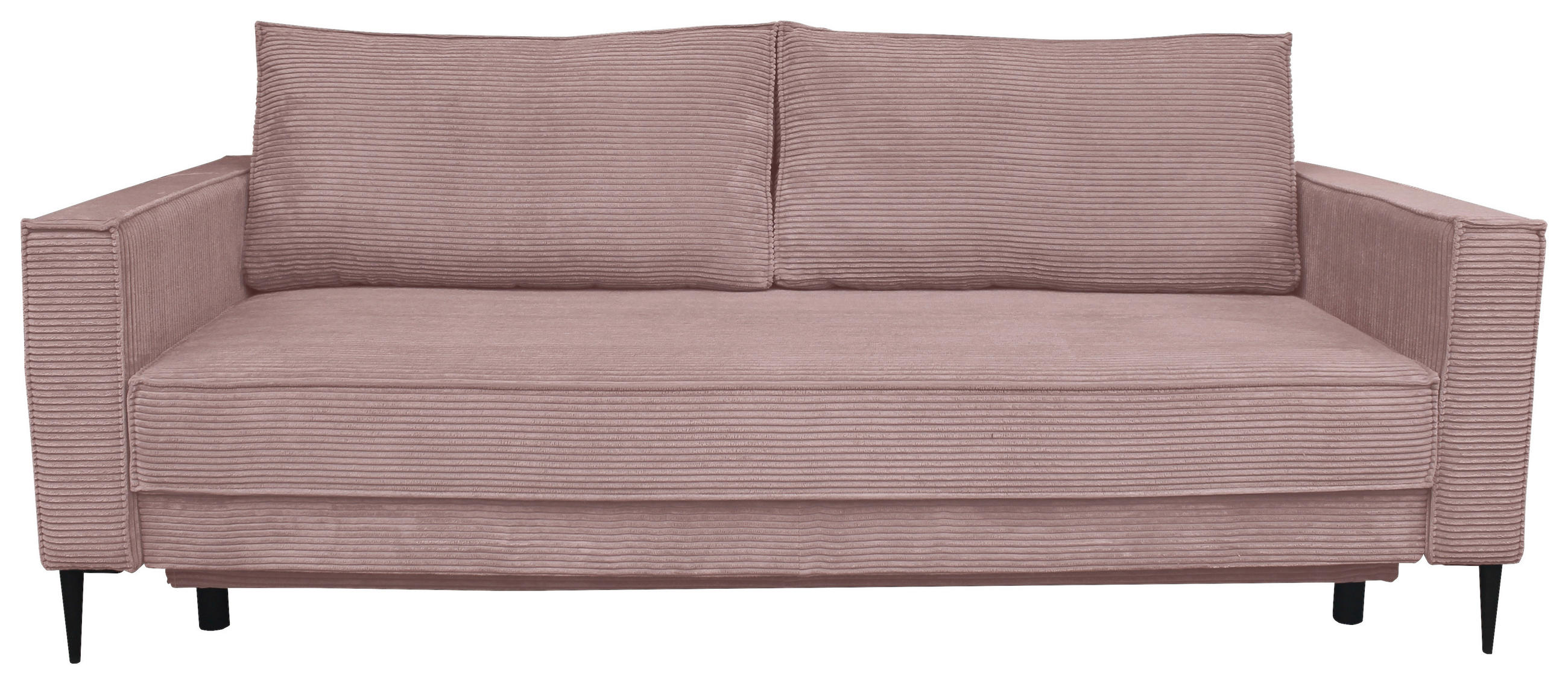 SCHLAFSOFA Cord Altrosa  - Schwarz/Altrosa, KONVENTIONELL, Textil/Metall (222/93/98cm) - Carryhome