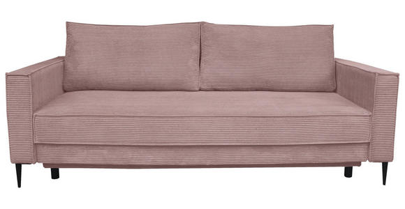 SCHLAFSOFA Cord Altrosa - Schwarz/Altrosa, KONVENTIONELL, Textil/Metall (222/93/98cm) - Carryhome