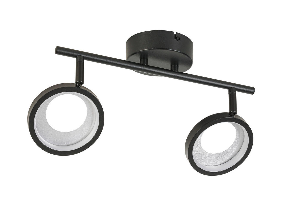 LED-STRAHLER Granada 35/12/19 cm   - Schwarz/Alufarben, Basics, Kunststoff/Metall (35/12/19cm) - Novel