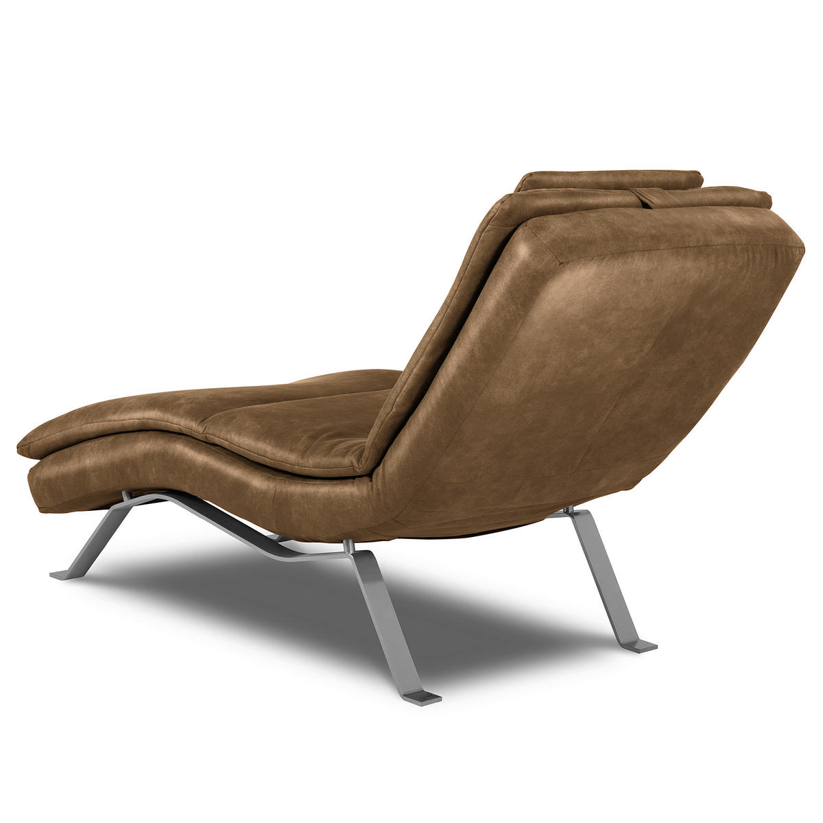 RELAXLIEGE Lederlook Braun  - Silberfarben/Braun, Design, Textil/Metall (65/95/171cm) - Celina Home
