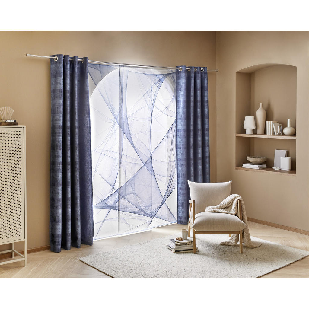 Thumbnail - Novel Flächenvorhang Veroli, Blau, Textil, Streifen, 60x245 cm, ISO 9001, Bsci, Wohntextilien, Gardinen & Vorhänge, Schi...