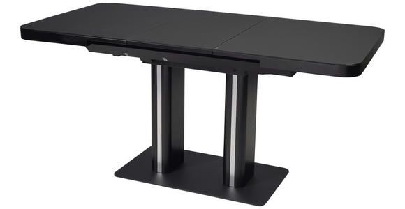ESSTISCH in Metall, Glas, Holzwerkstoff 120-160/80/76 cm - Schwarz, Design, Glas/Holzwerkstoff (120-160/80/76cm) - Hom`in