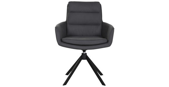 ARMLEHNSTUHL in Stahl Echtleder pigmentiert - Schwarz, Design, Leder/Metall (62.5 cm/89/66.5 cmcm) - Dieter Knoll