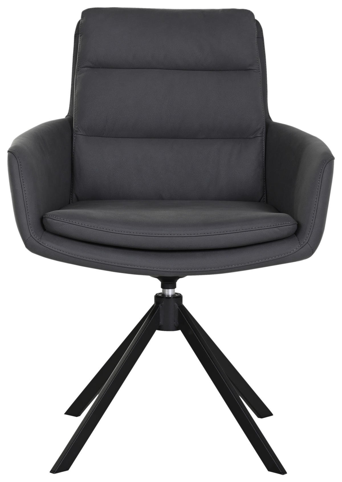 ARMLEHNSTUHL  in Stahl Echtleder pigmentiert  - Schwarz, Design, Leder/Metall (62,5/89/66,5cm) - Dieter Knoll