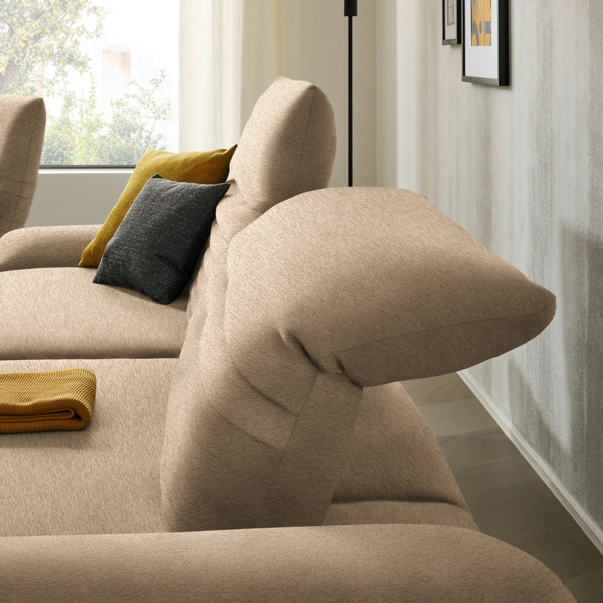 ECKSOFA  in Teddystoff Braun  280/170-195 cm  - Schwarz/Braun, Design, Textil/Metall (280/170-195cm) - Dieter Knoll