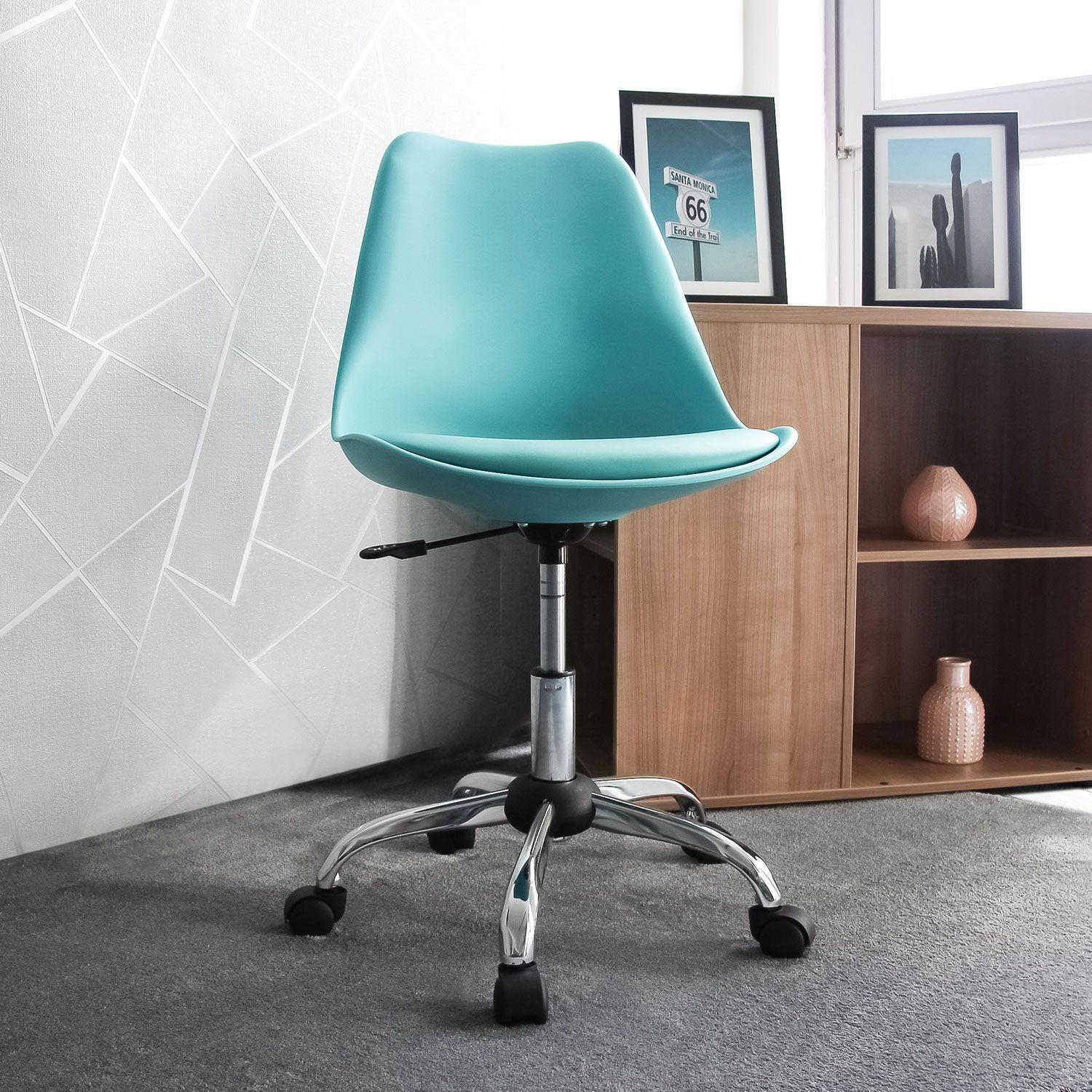 DREHSTUHL Lederlook Türkis  - Türkis, MODERN, Kunststoff/Textil (48/86/54cm) - MID.YOU
