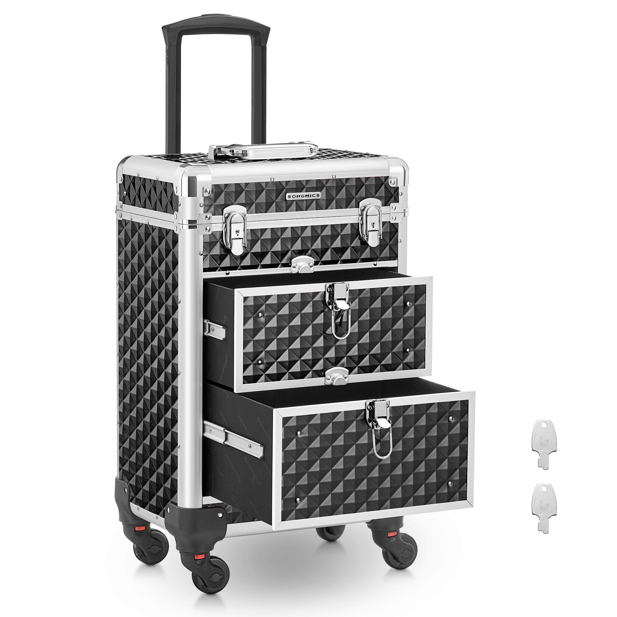 KOSMETIKKOFFER  - Silberfarben/Schwarz, Trend, Holzwerkstoff/Kunststoff (34/95/24cm) - Boxxx