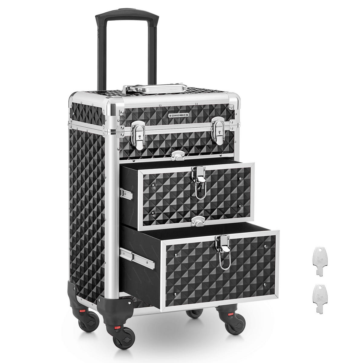 KOSMETIKKOFFER  - Silberfarben/Schwarz, Trend, Holzwerkstoff/Kunststoff (34/95/24cm) - Boxxx