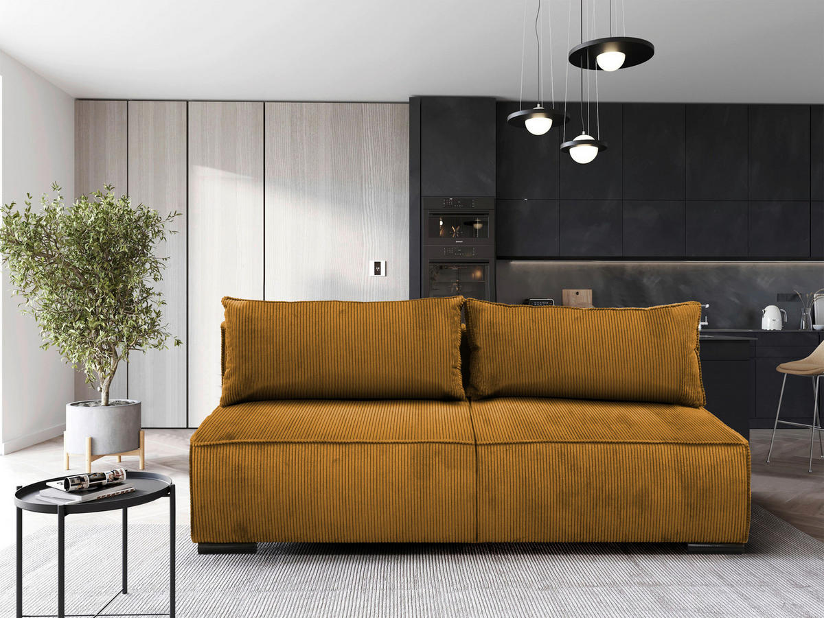 SCHLAFSOFA in Struktur Gelb  - Gelb/Schwarz, Design, Kunststoff/Textil (202/90/99cm) - MID.YOU