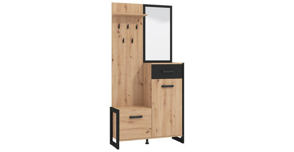 GARDEROBE  in 89,7/190,5/33,2 cm  - Schwarz/Eiche Artisan, MODERN, Holzwerkstoff (89,7/190,5/33,2cm) - Carryhome