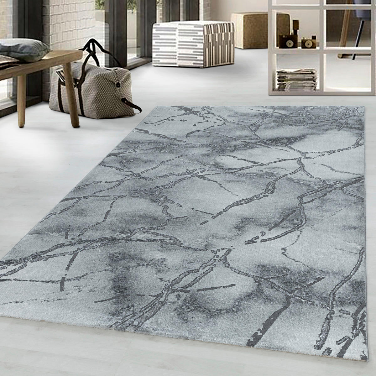 WEBTEPPICH 80/250 cm Naxos 3815 silber Silberfarben  - Silberfarben, Design, Textil (80/250cm)