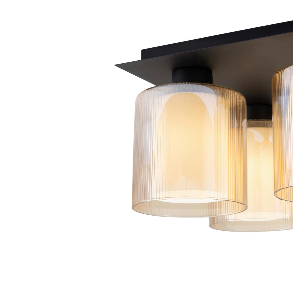 DECKENLEUCHTE 35/35/21 cm   - Bernsteinfarben/Weiß, Design, Glas/Metall (35/35/21cm) - Collet's Monde