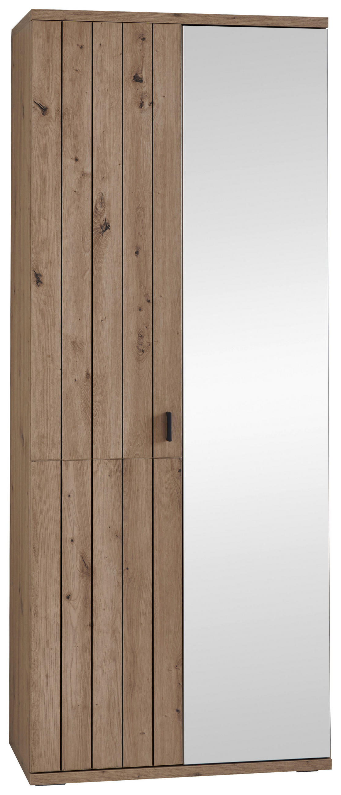 GARDEROBENSCHRANK 79,9/199/40,2 cm  - Schwarz/Eiche Artisan, Konventionell, Glas/Holzwerkstoff (79,9/199/40,2cm) - Cantus