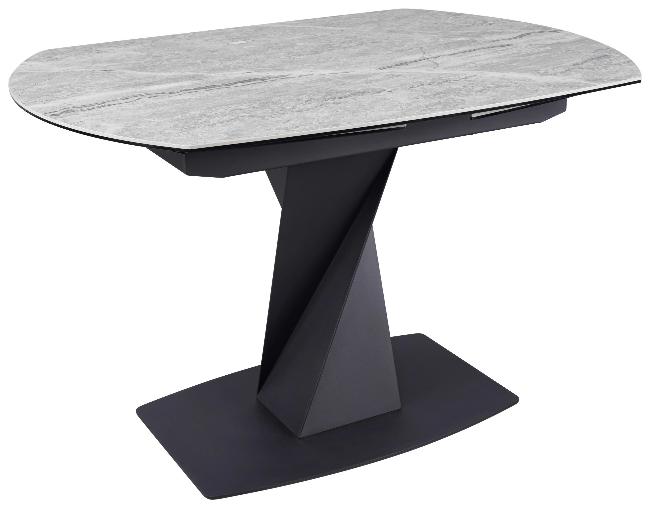 ESSTISCH in Metall, Glas, Keramik 120-178/90/76 cm - Schwarz/Grau, Design, Glas/Keramik (120-178/90/76cm) - Novel