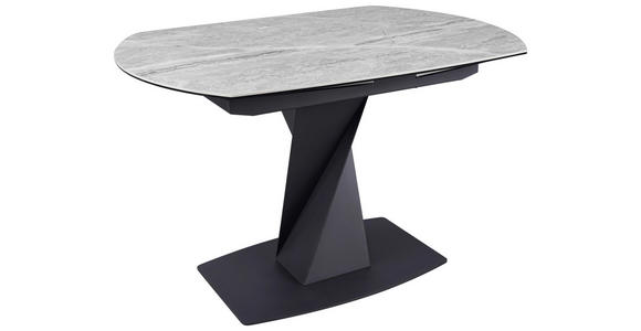 ESSTISCH in Metall, Glas, Keramik 120-178/90/76 cm - Schwarz/Grau, Design, Glas/Keramik (120-178/90/76cm) - Novel