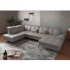 WOHNLANDSCHAFT Hellgrau Kombination Echtleder/Stoff Vliesstoff  - Hellgrau/Schwarz, KONVENTIONELL, Leder/Textil (231/357/185cm) - Sit & More