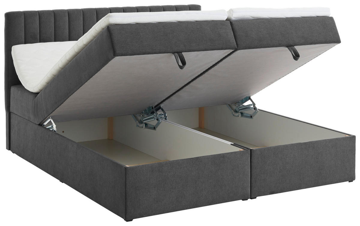 BOXBETT 160/200 cm  in Grau  - Grau, MODERN, Kunststoff/Textil (160/200cm) - MID.YOU
