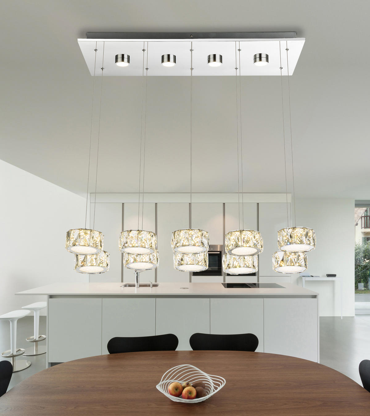 LED FÜGGŐLÁMPA 76/36/120 cm  - króm/áttetsző, Romantik / Landhaus, műanyag/Üveg (76/36/120cm)