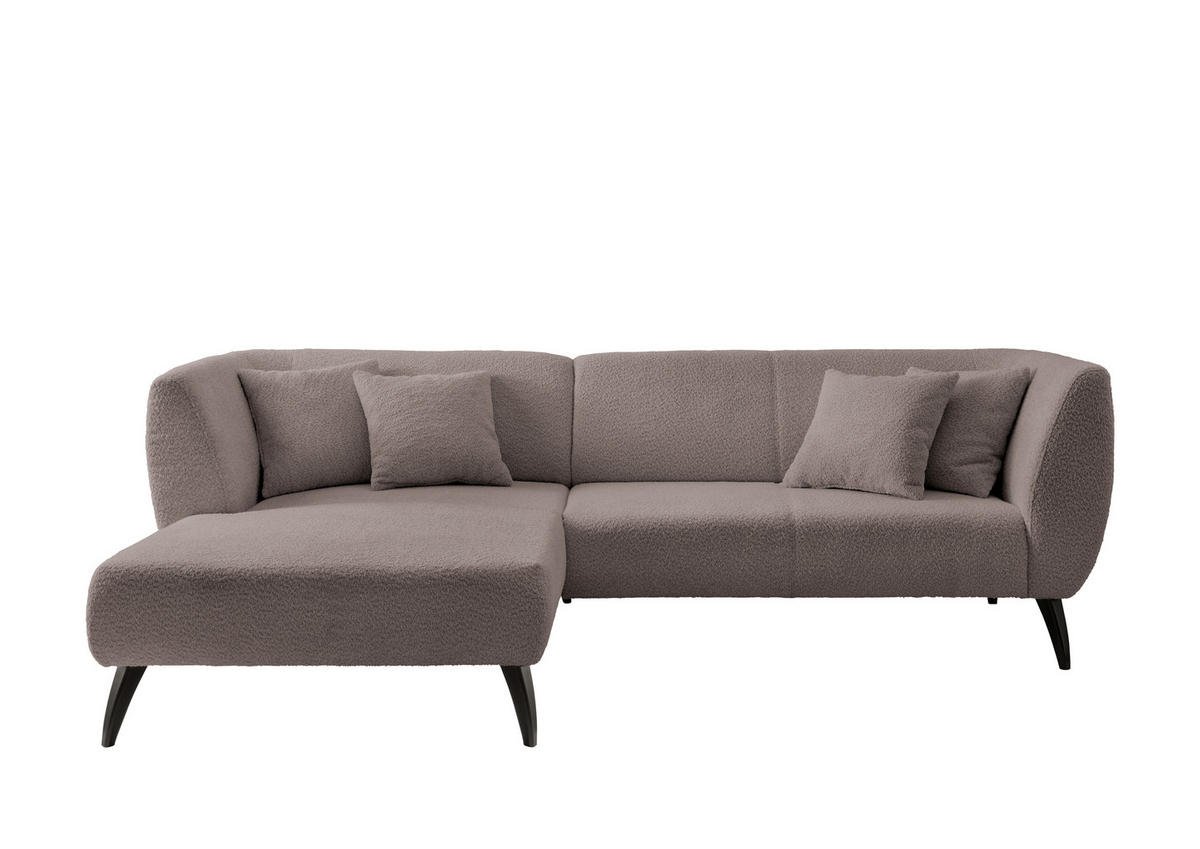 ECKSOFA in Bouclé Taupe  - Taupe/Schwarz, Modern, Holz/Textil (160/264cm) - MID.YOU