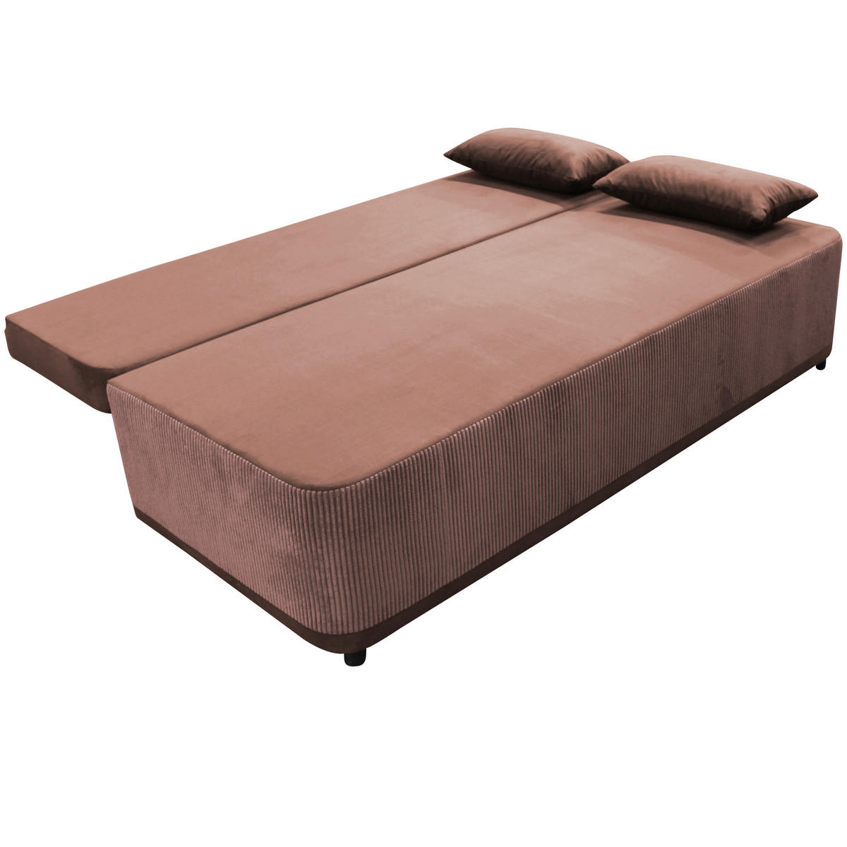 SCHLAFSOFA Velours Koralle  - Koralle/Schwarz, Design, Kunststoff/Textil (197/90/83cm) - MID.YOU